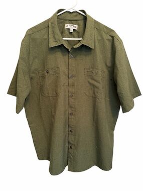 Orvis Men's Olive Button-Down Short Sleeve Stretch Shirt. Size XL